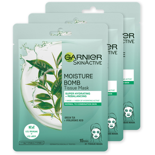 Garnier Skin Active Moisture Bomb Tissue Mask Grön Trio
