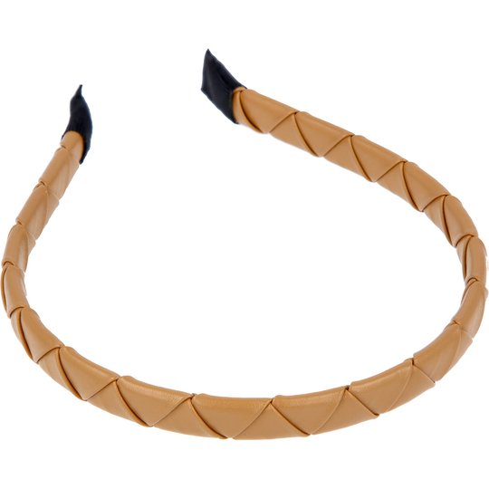 LYKO Tunnt Flätat Diadem i Imitationsläder Beige