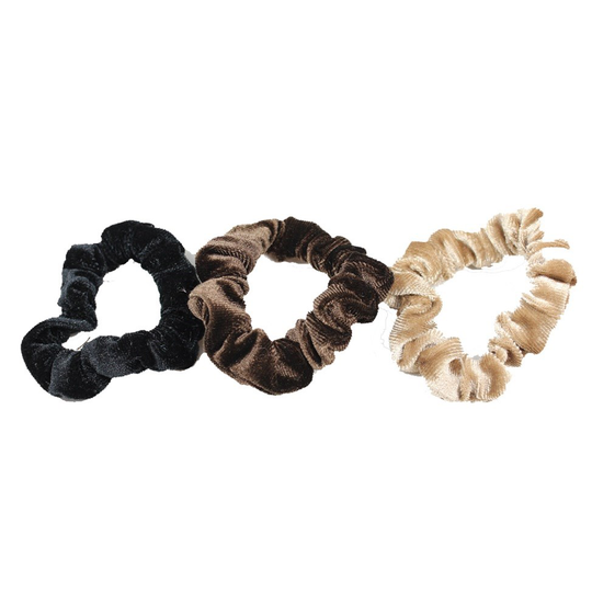 LYKO 3 Pack ohut samettiscrunchie Brown