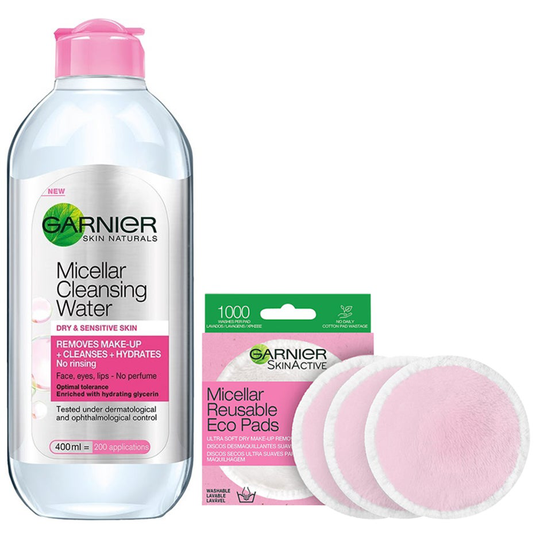 Micellar Water & Eco Pads, Garnier Ihonhoitopakkaukset
