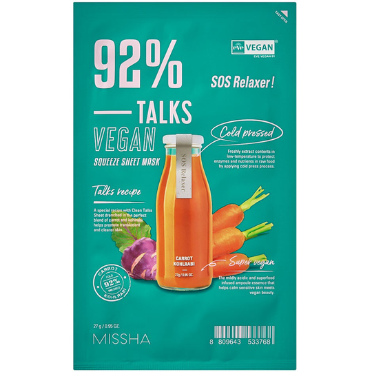 Talks Vegan Squeeze Sheet Mask [Sos Relaxer], 27 g MISSHA Kasvonaamiot