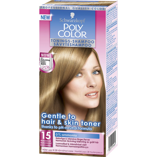 Schwarzkopf Poly Color Toning Shampoo, 15 - Mediumblonde, Schwarzkopf Hiusvärit