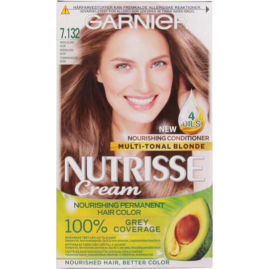 Garnier Nutrisse Cream 7.132 Nude Dark Blonde, Garnier Vaaleat hiukset