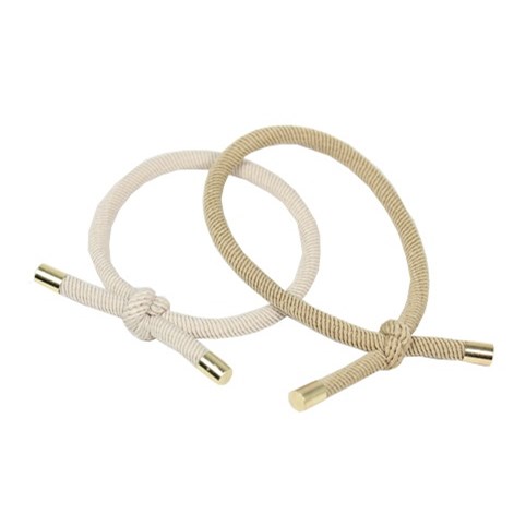 LYKO 2 kpl Hiuslenkkejä solmulla ja metallikoristeilla Beige