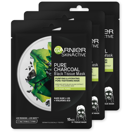Garnier Skin Active Charcoal Tissue Mask Black Algae Trio