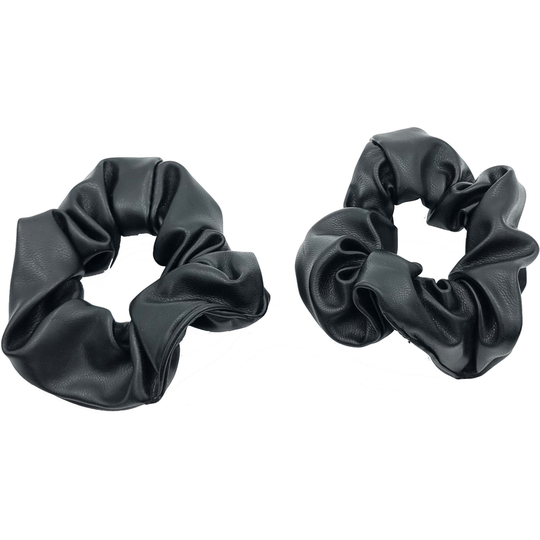 LYKO 2 pack scrunchies tekonahkaa Black