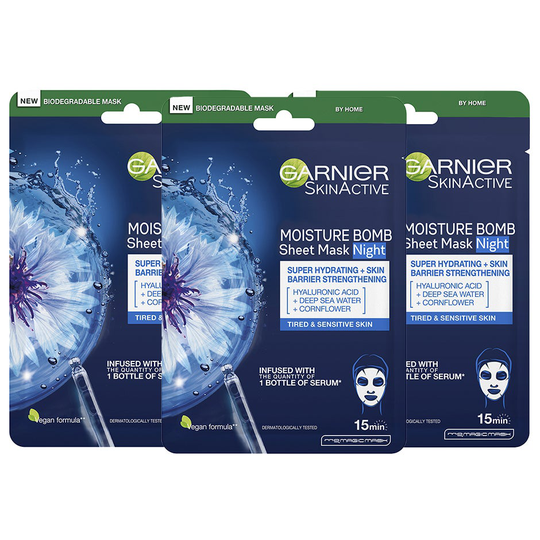 Moisture Bomb Sheet Mask Night, Garnier Kasvonaamiot